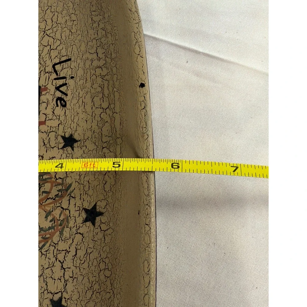 Live Simply Primitive Folk Art Oval Tray Crackle Finish Saltbox House Sheep 15in